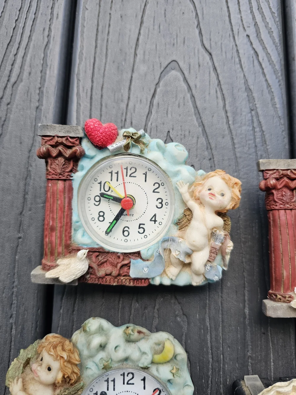 Lot of 5 Vintage 1990s Miniature Cherub / Angel Quartz Desk Clocks